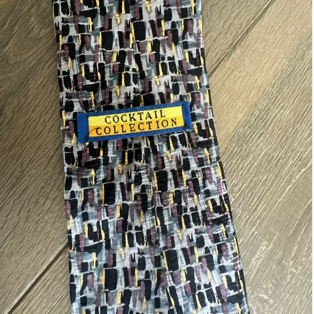 Cocktail Collection Wine As Seen Under Microscope Silk Necktie Mens Vintage